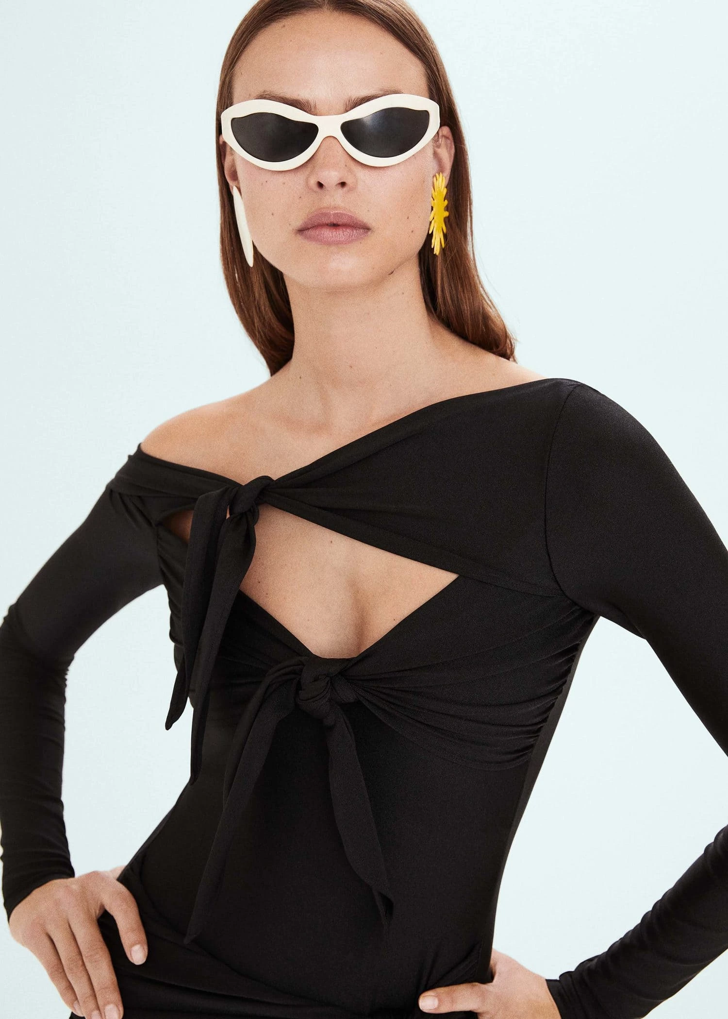 Robe Drapée Détail Nœuds 4 Robe Drapée Détail Nœuds – Image 4