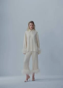 Pantalons Satiné Détail Plumes -New Trendy Shop 57001094 01 99999999 01