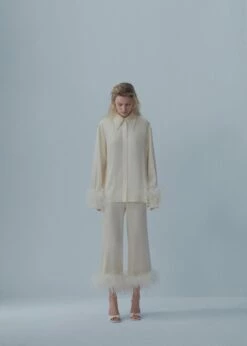 Pantalons Satiné Détail Plumes -New Trendy Shop 57001094 01 D1