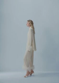 Pantalons Satiné Détail Plumes -New Trendy Shop 57001094 01 D2