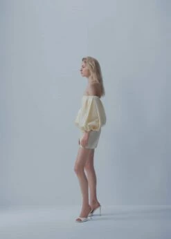 Robe Satin Manches Bouffantes -New Trendy Shop 57001099 01 D2