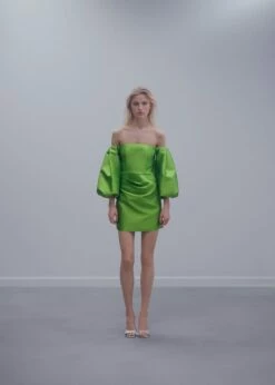 Robe Satin Manches Bouffantes -New Trendy Shop 57001099 40 99999999 01