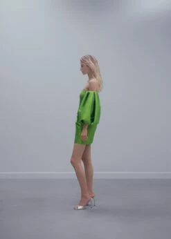 Robe Satin Manches Bouffantes -New Trendy Shop 57001099 40 D1