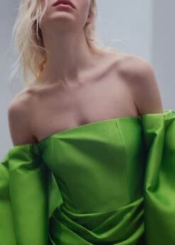 Robe Satin Manches Bouffantes -New Trendy Shop 57001099 40 D3