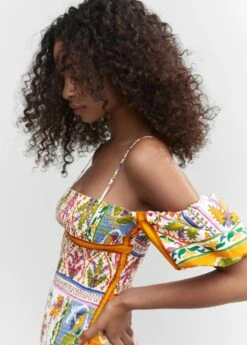 Robe Froncée Manches Bouffantes -New Trendy Shop 57001126 02 D1