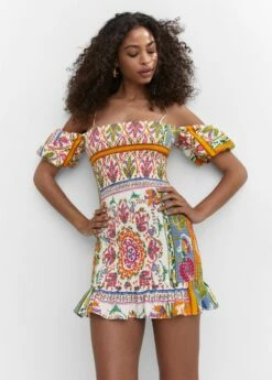 Robe Froncée Manches Bouffantes -New Trendy Shop 57001126 02 D2