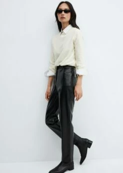 Pantalon Droit Effet Croco -New Trendy Shop 57007722 99 D2