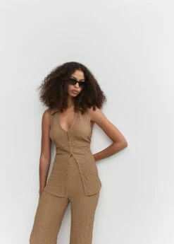 Gilet Texturé Col Polo -New Trendy Shop 57010277 35 D2