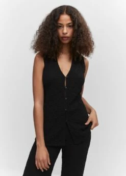 Gilet Texturé Col Polo -New Trendy Shop 57010277 99