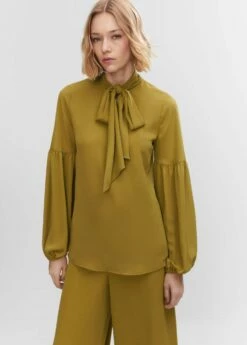 Blouse Lavallière Manches Bouffantes
