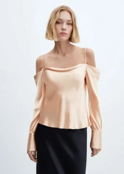 Blouse Satin Col Bénitier