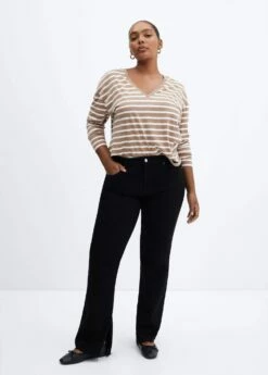 T-shirt Coton Col En V -New Trendy Shop 57014404 06 D3