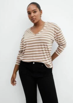 T-shirt Coton Col En V -New Trendy Shop 57014404 06 D5