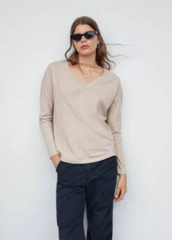 T-shirt Coton Col En V -New Trendy Shop 57014404 08