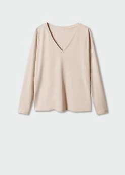 T-shirt Coton Col En V -New Trendy Shop 57014404 08 B