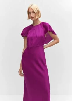 Robe Satinée à Détails Sur Le Dos