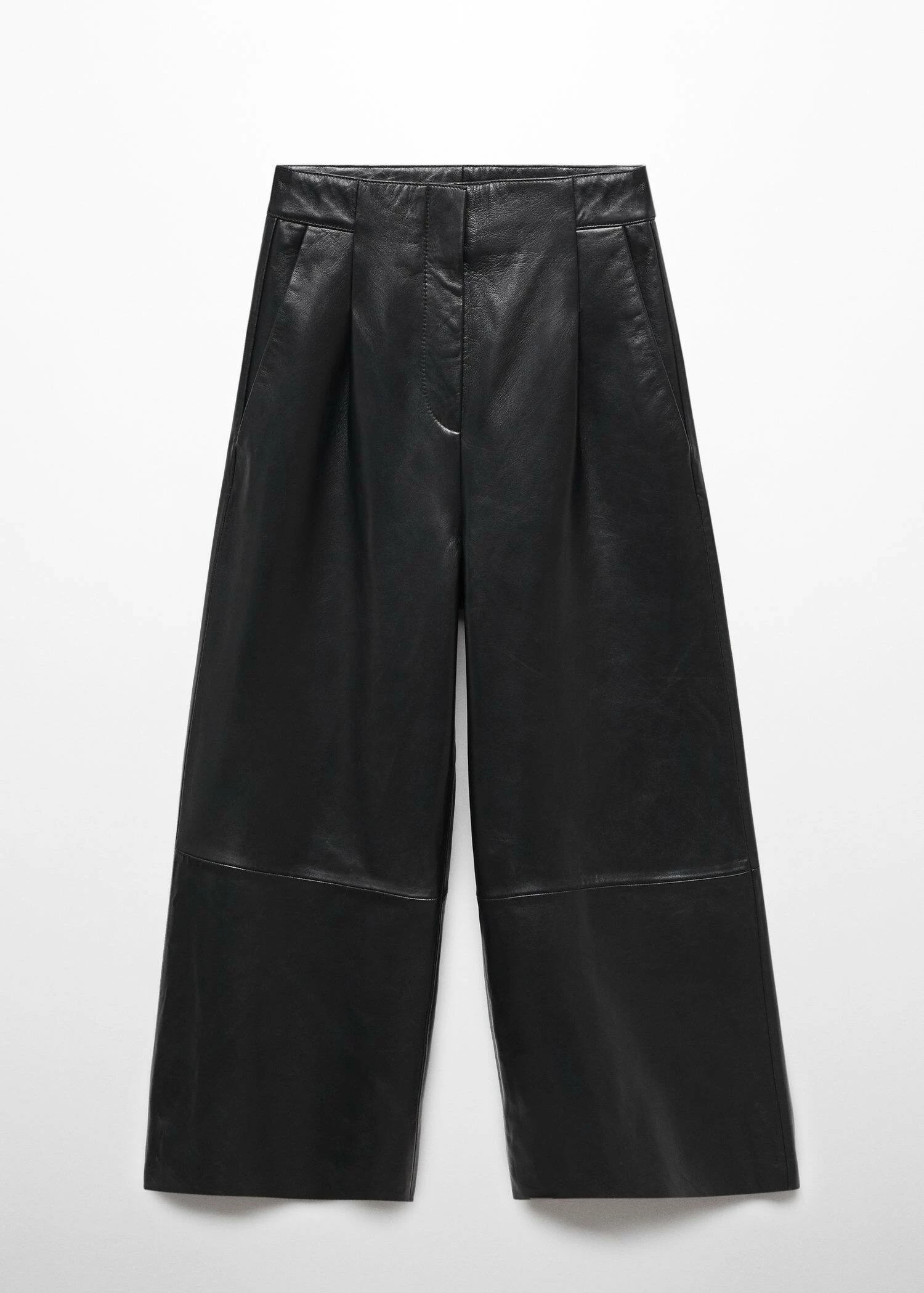 Pantalon Style Jupe-culotte Cuir Pinces 6 Pantalon Style Jupe-culotte Cuir Pinces – Image 6