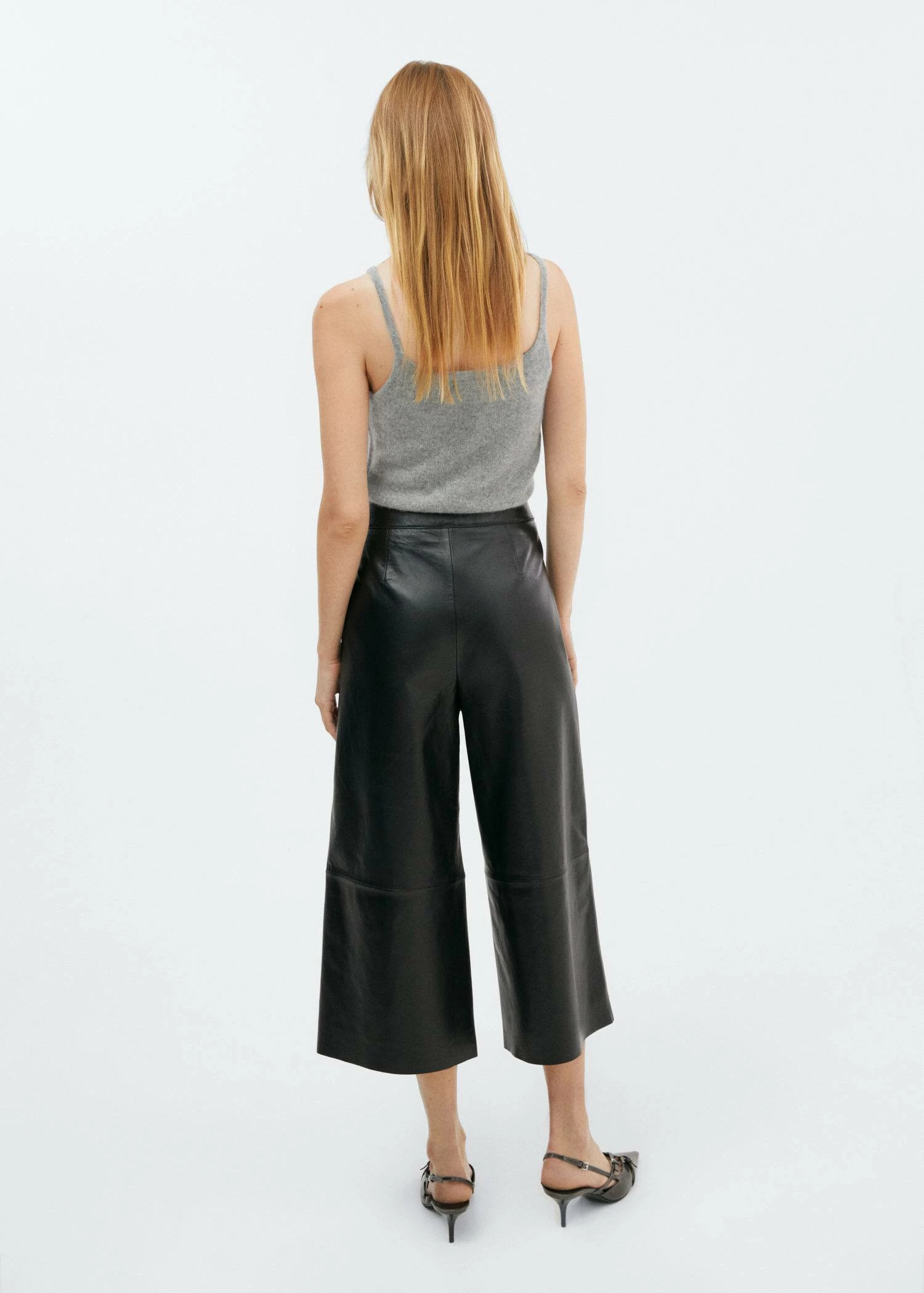 Pantalon Style Jupe-culotte Cuir Pinces 4 Pantalon Style Jupe-culotte Cuir Pinces – Image 4
