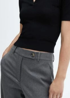 Pantalon Droit Bouton Latéral 35 Pantalon Droit Bouton Latéral -New Trendy Shop 57026727 92 D6