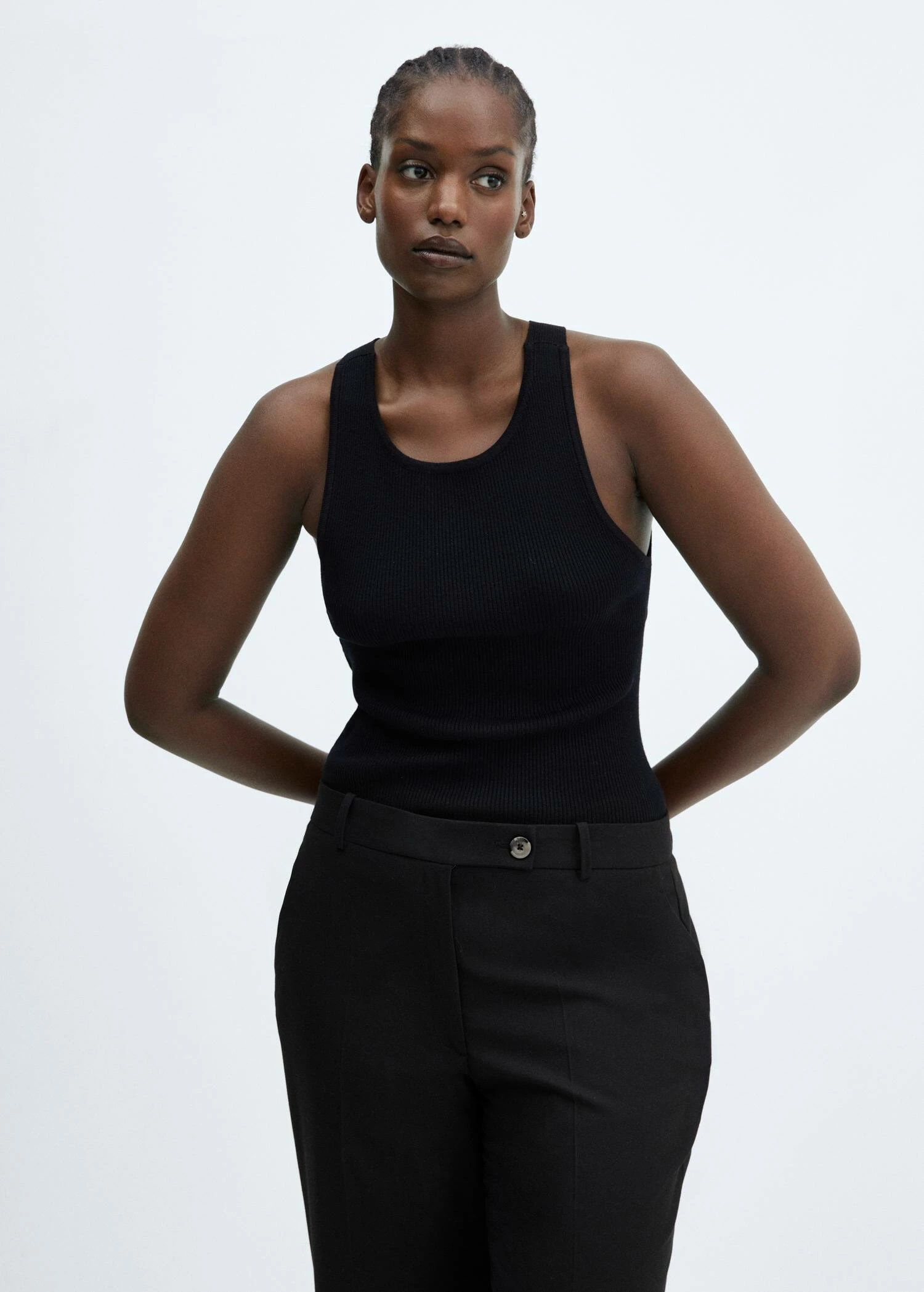 Pantalon Droit Bouton Latéral 8 Pantalon Droit Bouton Latéral – Image 8