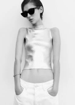 Top Métallisé Maille -New Trendy Shop 57029121 OR D2