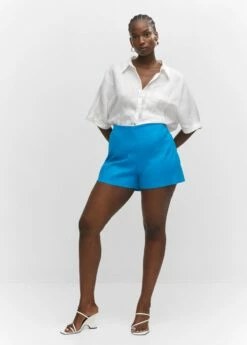Short Taille Haute Lin -New Trendy Shop 57030259 46 D3