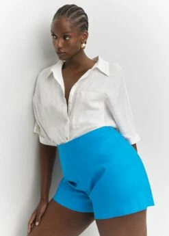 Short Taille Haute Lin -New Trendy Shop 57030259 46 D4