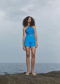 Short Taille Haute Lin -New Trendy Shop 57030259 46 D6