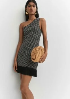 Robe Asymétrique Détail Franges -New Trendy Shop 57040271 99 D2