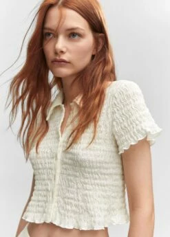 T-shirt Texturé Crop -New Trendy Shop 57044014 05 D1