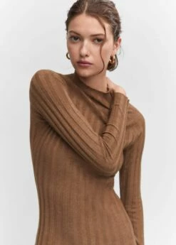 Robe Maille Côtelée Col Montant -New Trendy Shop 57044763 17 D1