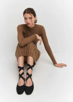 Robe Maille Côtelée Col Montant -New Trendy Shop 57044763 17 D2