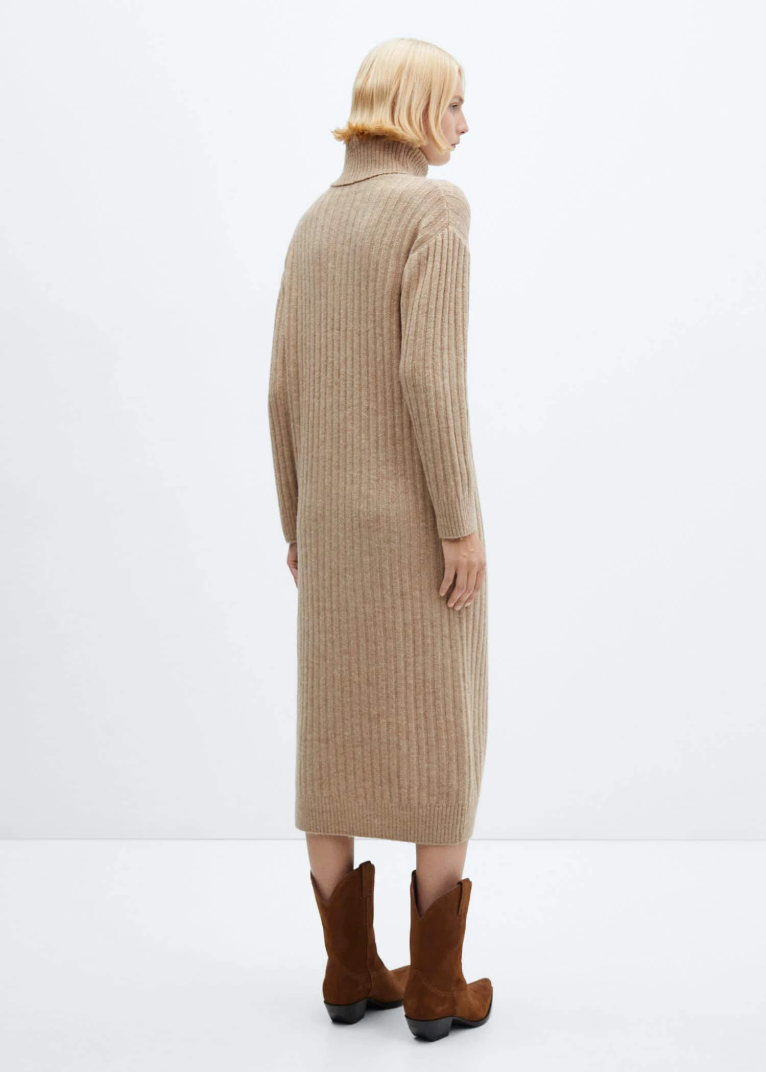 Robe Maille Côtelée Col Roulé 3 Robe Maille Côtelée Col Roulé – Image 3