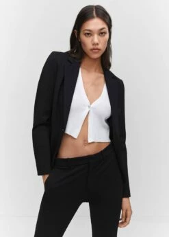 Pantalon Droit Maille Point De Rome -New Trendy Shop 57052883 99 D1