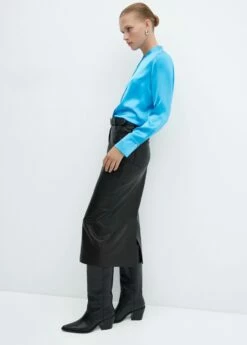 Chemise Satinée Col Rond -New Trendy Shop 57054410 46 D2