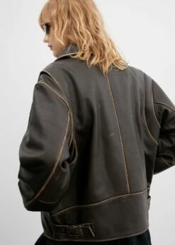 Veste Cuir Effet Usé Oversize -New Trendy Shop 57056020 30 R