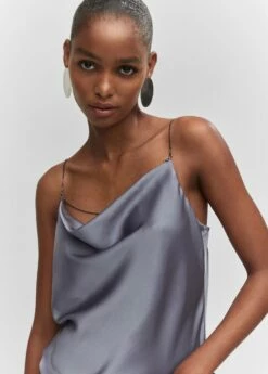 Top Satin Col Bénitier -New Trendy Shop 57062884 92 D1