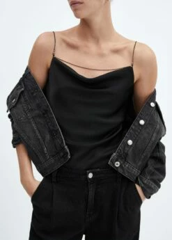 Top Satin Col Bénitier -New Trendy Shop 57062884 99 D6