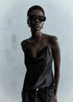 Top Satin Col Bénitier -New Trendy Shop 57062884 99 D7