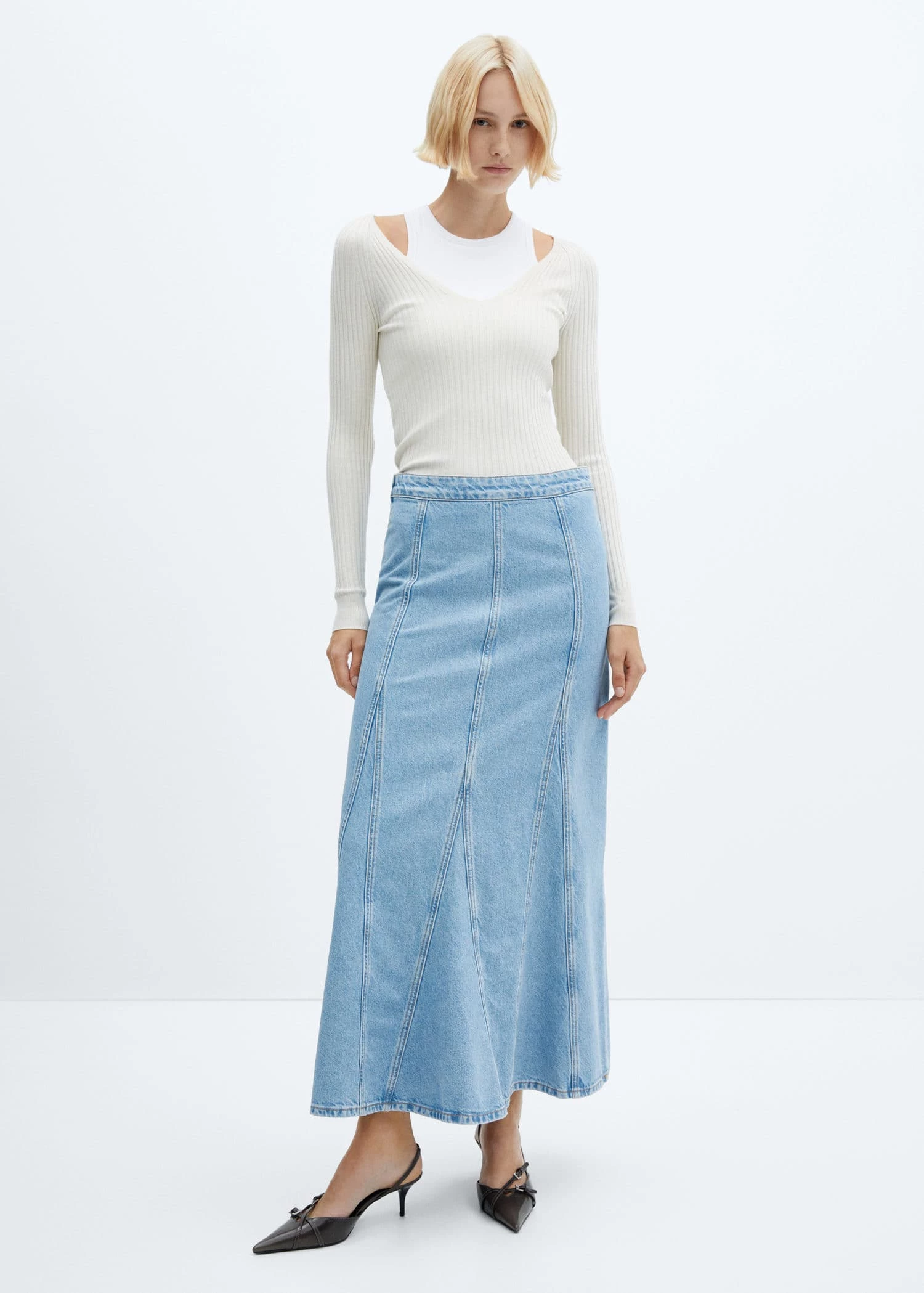 Jupe Longue En Jean Coutures 2 Jupe Longue En Jean Coutures – Image 2