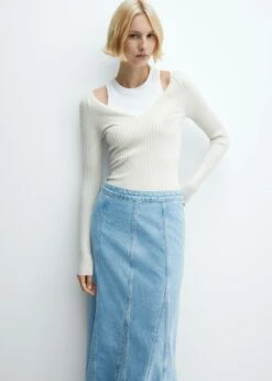 Jupe Longue En Jean Coutures 11 Jupe Longue En Jean Coutures -New Trendy Shop 57062896 TC D1