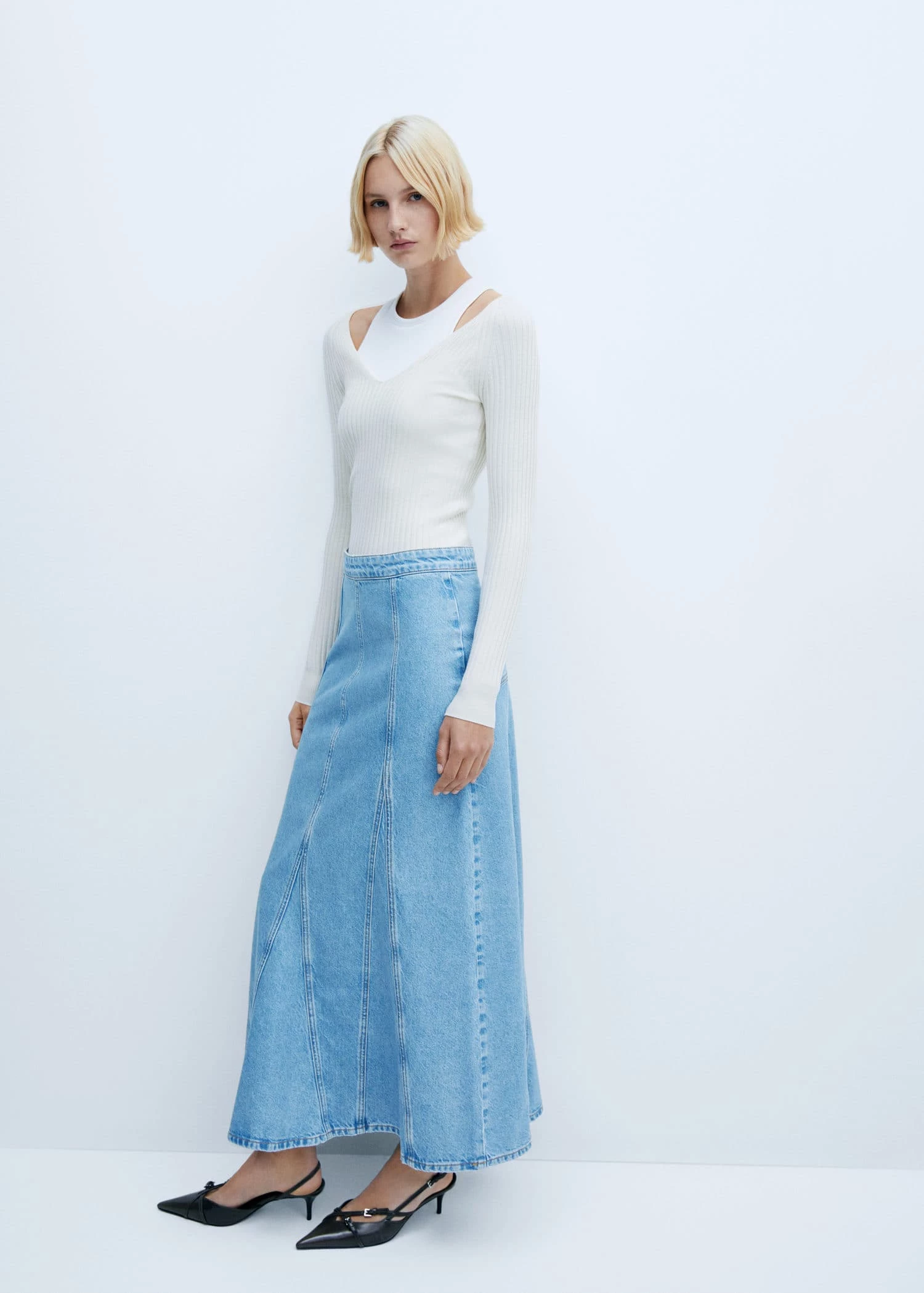 Jupe Longue En Jean Coutures 5 Jupe Longue En Jean Coutures – Image 5