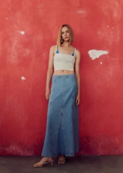 Jupe Longue En Jean Coutures 13 Jupe Longue En Jean Coutures -New Trendy Shop 57062896 TC D6