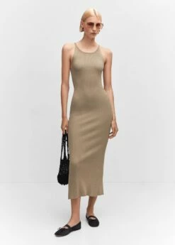 Robe Fendue Maille Côtelée -New Trendy Shop 57064425 37 99999999 01