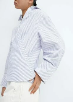 Blouse Coton Cache-cœur Rayures -New Trendy Shop 57065806 52 D6