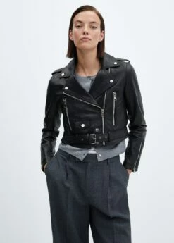 Blouson Biker En Cuir à Zips