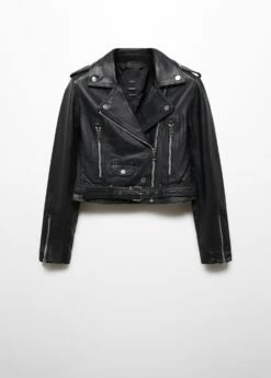 Blouson Biker En Cuir à Zips -New Trendy Shop 57065978 99 B