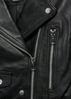 Blouson Biker En Cuir à Zips -New Trendy Shop 57065978 99 D8