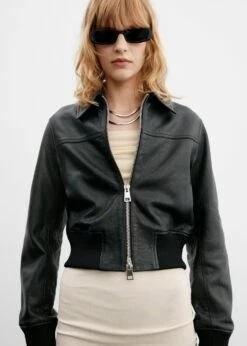 Blouson Cuir Bas élastiqué