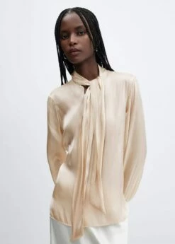 Blouse Satinée Nœud Col
